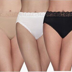 Vanity Fair Lace Trim High-Cut Panties Pack of 3